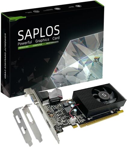 SAPLOS GT 730 2GB DDR3 128-bit، بطاقة رسومات منخفضة المستوى، HDMI، DVI، VGA، بطاقة فيديو للكمبيوتر الشخصي، وحدة معالجة الرسومات للكمبيوتر للعمل، طاقة منخفضة، PCI Express x16، دعم 2K، Fermi، DirectX 11 in Kuwait