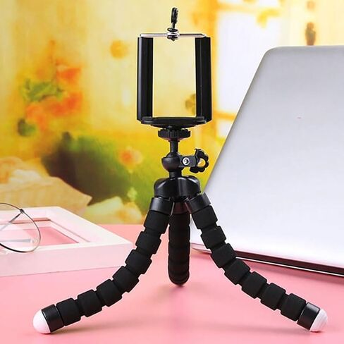 Tripod for Cell Phone, Stable Support for Mobile Devices,Stable Height Adjustable Multi-Angle Shot Selfie Stick Tripod, Adaptable for Home Office & Mobile Setups, Black in Saudi Arabia