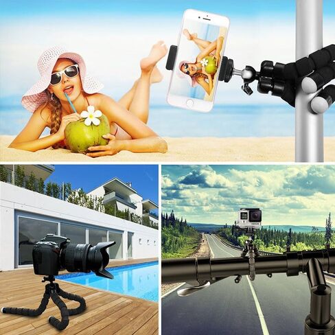 Tripod for Cell Phone, Stable Support for Mobile Devices,Stable Height Adjustable Multi-Angle Shot Selfie Stick Tripod, Adaptable for Home Office & Mobile Setups, Black in Saudi Arabia