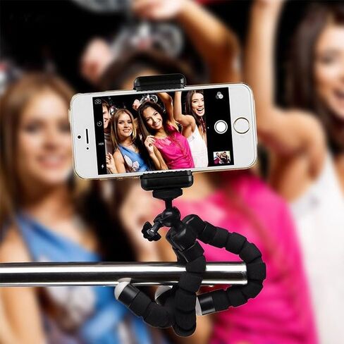 Tripod for Cell Phone, Stable Support for Mobile Devices,Stable Height Adjustable Multi-Angle Shot Selfie Stick Tripod, Adaptable for Home Office & Mobile Setups, Black in Saudi Arabia