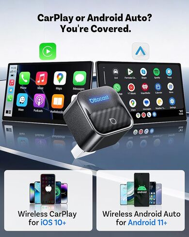Ottocast Mini Core, 2026 Next-Gen Wireless CarPlay & Android Auto Adapter, WiFi 6 & Bluetooth 5.4 Ultra-Fast Connection, One-Touch Device Switching, Plug & Play, Auto Connect for iPhone & Android in Kuwait