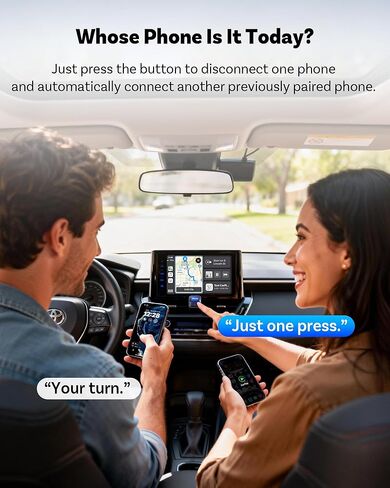 Ottocast Mini Core, 2026 Next-Gen Wireless CarPlay & Android Auto Adapter, WiFi 6 & Bluetooth 5.4 Ultra-Fast Connection, One-Touch Device Switching, Plug & Play, Auto Connect for iPhone & Android in Kuwait