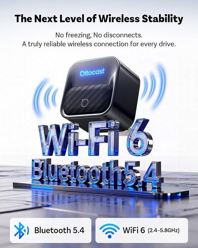 Ottocast Mini Core, 2026 Next-Gen Wireless CarPlay & Android Auto Adapter, WiFi 6 & Bluetooth 5.4 Ultra-Fast Connection, One-Touch Device Switching, Plug & Play, Auto Connect for iPhone & Android in Kuwait