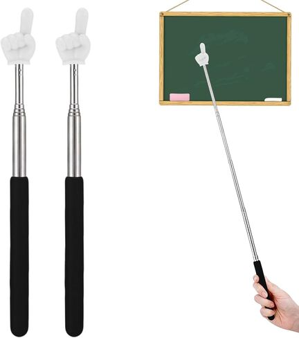 2Pcs Telescopic Teachers Pointer, Extendable Hand Pointer Finger Pointer Stick for Teacher, Office, Classroom Supplies, Black in Saudi Arabia