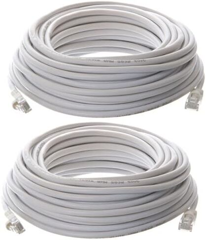 Cat5e Ethernet Cable 50 ft White - Gold Plated Contacts Male to Male Patch Cord (2 Pack) in Saudi Arabia