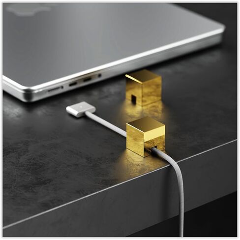 (2 PCS - Silver) Metal Cable Management, Cord Organizer or Holder, Wire Keeper for Lightning, USB-C Charger Cables - N2U Stainless Steel Cube Cord Strap for Nightstand, Desk, Office, Home in Saudi Arabia
