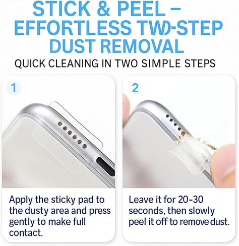 Speaker & Charging Port Cleaning Kit Compatible with iPhone, Samsung, iPad, AirPods & Pixel – Dust Removal Tool Set with 40 Sticky Pads & Brush for Phone Speaker and Port Deep Cleaning in Saudi Arabia