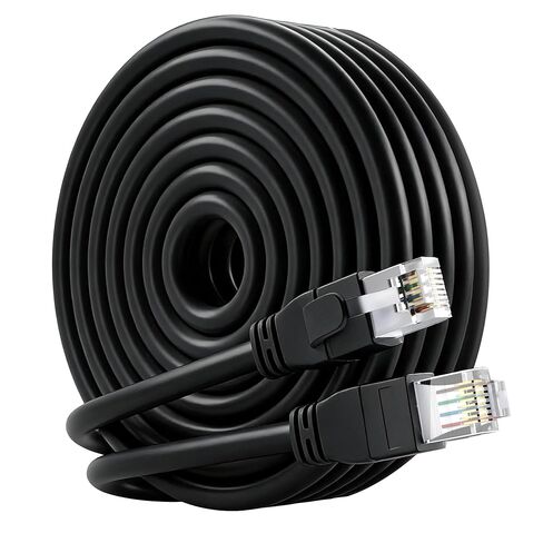 كابل إيثرنت خارجي FTP محمي Cat 6 بطول 40 قدمًا، 10 جيجابت في الثانية 550 ميجا هرتز 23AWG OFC نحاس نقي، دفن مباشر مقاوم للماء للأشعة فوق البنفسجية داخلي/خارجي RJ45 LAN سلك الإنترنت لجهاز التوجيه/الخادم/الكمبيوتر/كاميرا IP، أسود in Kuwait