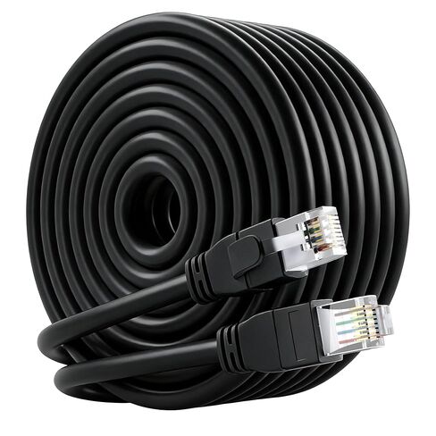 كابل إيثرنت خارجي FTP محمي Cat 6 بطول 40 قدمًا، 10 جيجابت في الثانية 550 ميجا هرتز 23AWG OFC نحاس نقي، دفن مباشر مقاوم للماء للأشعة فوق البنفسجية داخلي/خارجي RJ45 LAN سلك الإنترنت لجهاز التوجيه/الخادم/الكمبيوتر/كاميرا IP، أسود in Kuwait