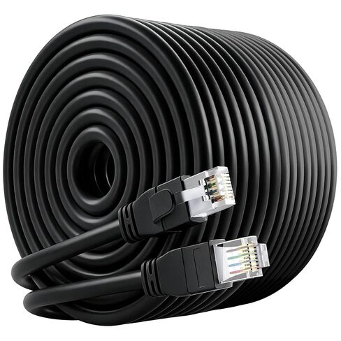 كابل إيثرنت خارجي FTP محمي Cat 6 بطول 40 قدمًا، 10 جيجابت في الثانية 550 ميجا هرتز 23AWG OFC نحاس نقي، دفن مباشر مقاوم للماء للأشعة فوق البنفسجية داخلي/خارجي RJ45 LAN سلك الإنترنت لجهاز التوجيه/الخادم/الكمبيوتر/كاميرا IP، أسود in Kuwait