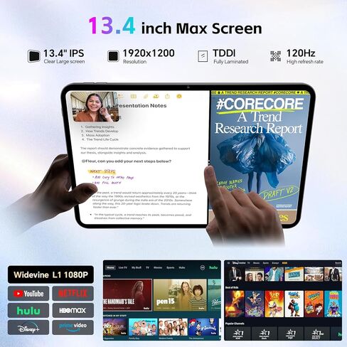 TECLAST T65 2026 ترقية 13 بوصة Android 16 Tablet، 20GB+128GB، 120 هرتز، ثماني النواة، 8000 مللي أمبير، كمبيوتر لوحي 2 في 1 مع لوحة مفاتيح، قلم شاشة، طبقة حماية in Saudi Arabia