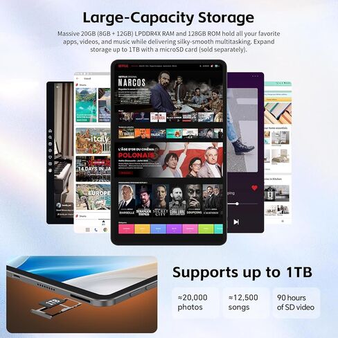 TECLAST T65 2026 ترقية 13 بوصة Android 16 Tablet، 20GB+128GB، 120 هرتز، ثماني النواة، 8000 مللي أمبير، كمبيوتر لوحي 2 في 1 مع لوحة مفاتيح، قلم شاشة، طبقة حماية in Saudi Arabia