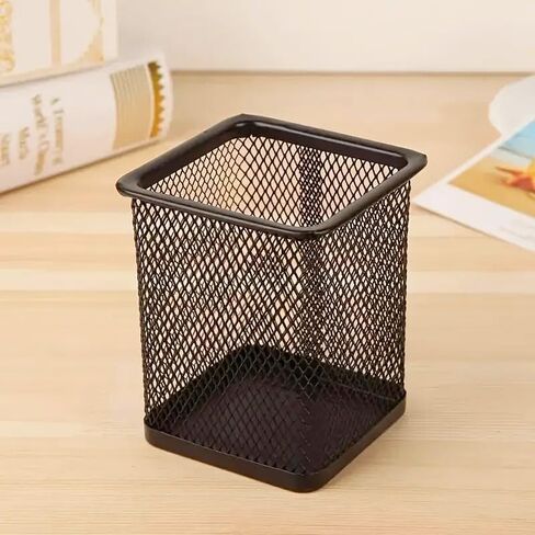 2 Pack Mesh Metal Pen Holder, Square Pencil Cup Holder for Home, School & Office Pen Organizer, Black in Saudi Arabia