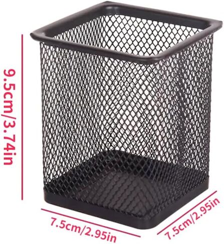 2 Pack Mesh Metal Pen Holder, Square Pencil Cup Holder for Home, School & Office Pen Organizer, Black in Saudi Arabia