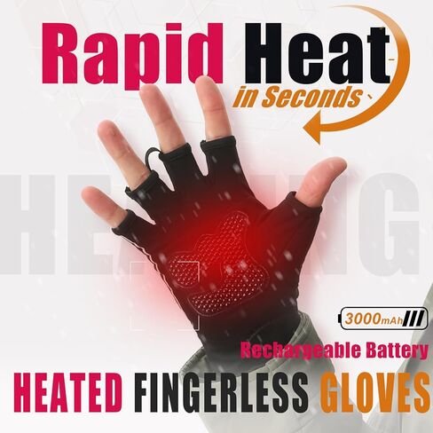 Rechargeable Heated Fingerless Gloves for Women Hand Warmer Desk for Men Electric for Motorcycle Work Football Hunting ski Golf Thin Portable Reusable Battery in Saudi Arabia