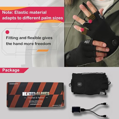 Rechargeable Heated Fingerless Gloves for Women Hand Warmer Desk for Men Electric for Motorcycle Work Football Hunting ski Golf Thin Portable Reusable Battery in Saudi Arabia