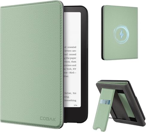 CoBak Wireless Charge Stand Case for 7" Kindle Paperwhite 12th Gen 2024 and Kindle Colorsoft with Hand Strap - Compatible with iPhone MagSafe, for Samsung/Anker Wireless Charging Pads, Auto Sleep Wake in Saudi Arabia