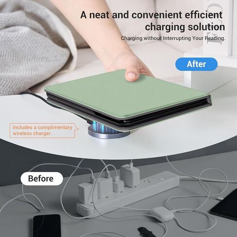 CoBak Wireless Charge Stand Case for 7" Kindle Paperwhite 12th Gen 2024 and Kindle Colorsoft with Hand Strap - Compatible with iPhone MagSafe, for Samsung/Anker Wireless Charging Pads, Auto Sleep Wake in Saudi Arabia
