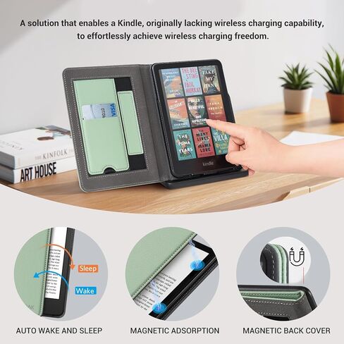 CoBak Wireless Charge Stand Case for 7" Kindle Paperwhite 12th Gen 2024 and Kindle Colorsoft with Hand Strap - Compatible with iPhone MagSafe, for Samsung/Anker Wireless Charging Pads, Auto Sleep Wake in Saudi Arabia