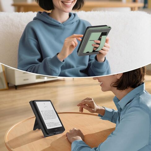 CoBak Wireless Charge Stand Case for 7" Kindle Paperwhite 12th Gen 2024 and Kindle Colorsoft with Hand Strap - Compatible with iPhone MagSafe, for Samsung/Anker Wireless Charging Pads, Auto Sleep Wake in Saudi Arabia