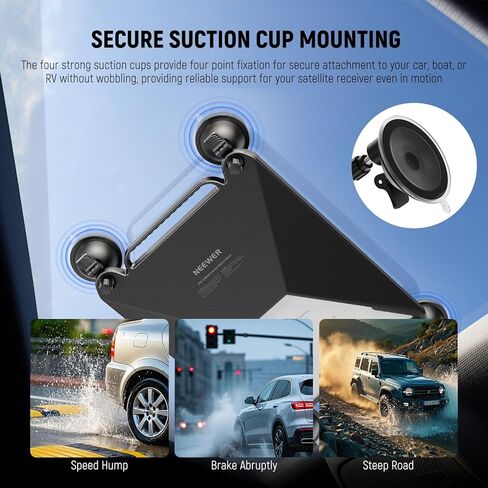 NEEWER ST91 حامل كأس الشفط للسيارة + كابل طاقة 100 وات PD USB C إلى DC متوافق مع Starlink Mini، مجموعة تركيب الأقمار الصناعية 2 في 1 وحافظة سيليكون واقية مع أكواب شفط لنافذة فتحة سقف RV in Kuwait