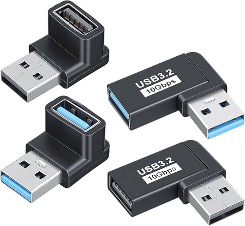 4 حزم محول USB 90 درجة 3.2 زاوية يمين محول USB أعلى أسفل يسار يمين USBA ذكر إلى أنثى موصل موسع للكمبيوتر الشخصي والكمبيوتر المحمول ولوحة المفاتيح وبنك الطاقة 10 جيجابت في الثانية in Kuwait