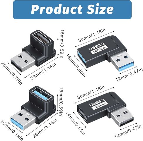 4 حزم محول USB 90 درجة 3.2 زاوية يمين محول USB أعلى أسفل يسار يمين USBA ذكر إلى أنثى موصل موسع للكمبيوتر الشخصي والكمبيوتر المحمول ولوحة المفاتيح وبنك الطاقة 10 جيجابت في الثانية in Kuwait