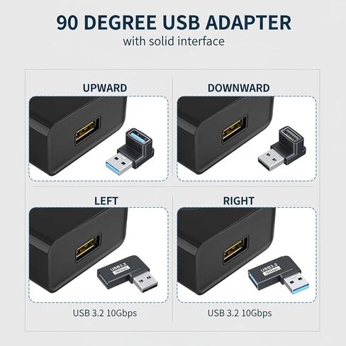 4 حزم محول USB 90 درجة 3.2 زاوية يمين محول USB أعلى أسفل يسار يمين USBA ذكر إلى أنثى موصل موسع للكمبيوتر الشخصي والكمبيوتر المحمول ولوحة المفاتيح وبنك الطاقة 10 جيجابت في الثانية in Kuwait