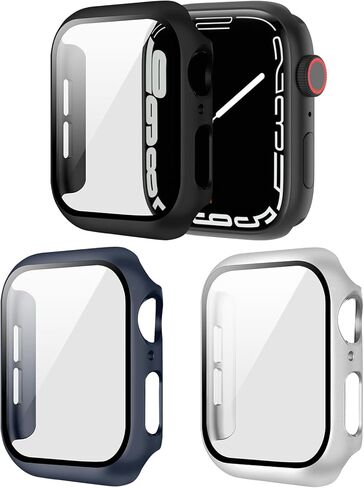 3 Pack Hard PC Protective Cases, Compatible with Apple Watch 40/41/42/44/45/46mm, for iWatch Series SE 4 5 6 7 8 10 11 (Series10/11 42mm,Black/Silver/Rose Pink) in Saudi Arabia