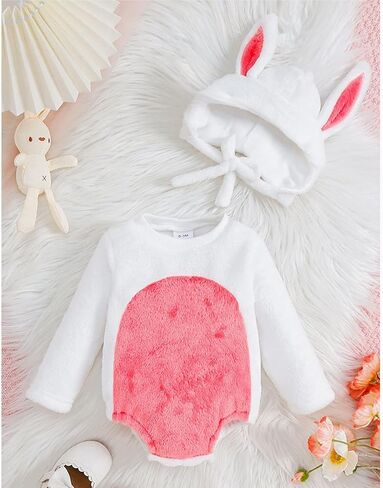 Bunny Costume Baby Girls Boys Romper Bunny Onesie Rabbit Hat Easter Outfit Toddler Animal Costume Infant in Saudi Arabia