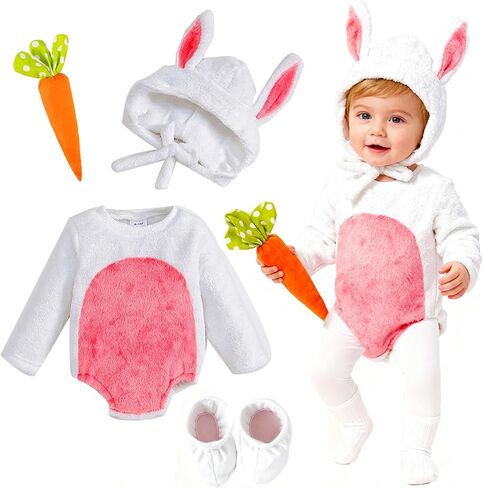 Bunny Costume Baby Girls Boys Romper Bunny Onesie Rabbit Hat Easter Outfit Toddler Animal Costume Infant in Saudi Arabia