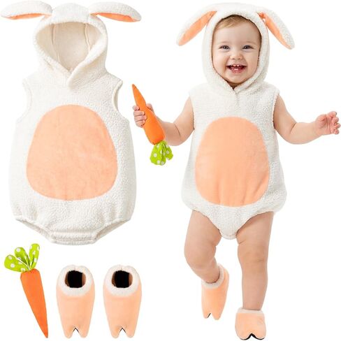 Bunny Costume Baby Girls Boys Romper Bunny Onesie Rabbit Hat Easter Outfit Toddler Animal Costume Infant in Saudi Arabia