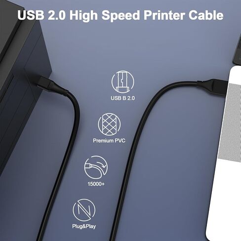 كابل طابعة Canon، كابل 10 قدم عالي السرعة 2.0 USB B إلى USB A لكاميرا Canon Pixma TS 3522، TS3722، TS7720، TS6420A، MG3620، MG2522، MG2525، MG6821، MG7120، MG5620، MG5720، MG7520، MG7720، MG3029، MG2920 سلك الطابعة in Kuwait