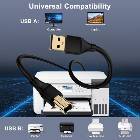 كابل طابعة Canon، كابل 10 قدم عالي السرعة 2.0 USB B إلى USB A لكاميرا Canon Pixma TS 3522، TS3722، TS7720، TS6420A، MG3620، MG2522، MG2525، MG6821، MG7120، MG5620، MG5720، MG7520، MG7720، MG3029، MG2920 سلك الطابعة in Kuwait