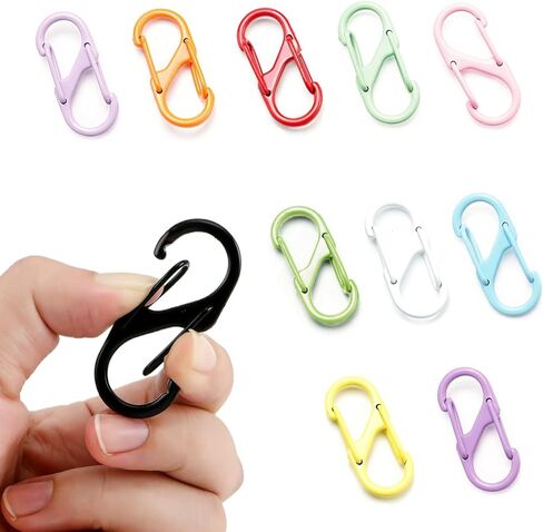 10pcs/Set Small Carabiner Clip, S Clips Dual Opening Design,Suitable for Luggage and Backpacks,for Camping and Outdoor Activities, Colorful in Saudi Arabia