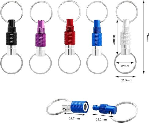 5 Pack Quick Release Detachable Keychain with Double Split Rings, Heavy Duty Pull Apart Key Ring Coupler, Snap Lock Holder for Bag, Purse, Belt (Unisex) in Saudi Arabia