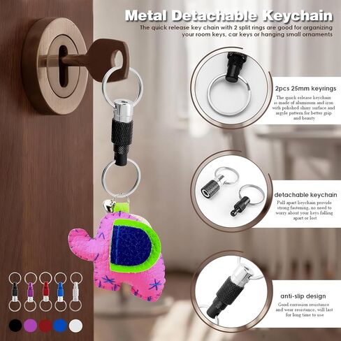 5 Pack Quick Release Detachable Keychain with Double Split Rings, Heavy Duty Pull Apart Key Ring Coupler, Snap Lock Holder for Bag, Purse, Belt (Unisex) in Saudi Arabia