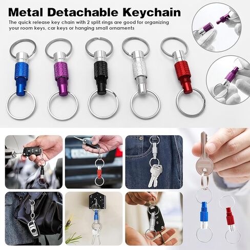 5 Pack Quick Release Detachable Keychain with Double Split Rings, Heavy Duty Pull Apart Key Ring Coupler, Snap Lock Holder for Bag, Purse, Belt (Unisex) in Saudi Arabia