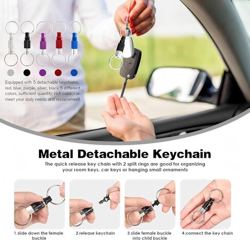 5 Pack Quick Release Detachable Keychain with Double Split Rings, Heavy Duty Pull Apart Key Ring Coupler, Snap Lock Holder for Bag, Purse, Belt (Unisex) in Saudi Arabia