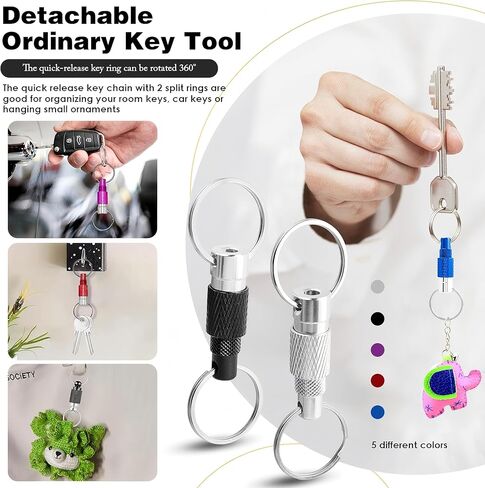5 Pack Quick Release Detachable Keychain with Double Split Rings, Heavy Duty Pull Apart Key Ring Coupler, Snap Lock Holder for Bag, Purse, Belt (Unisex) in Saudi Arabia
