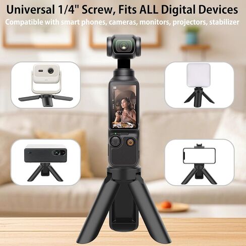 Mini Tripod Compatible with DJI OSMO Pocket 3, Stable Portable Pocket Stand, Desk Small Handheld Selfie Stick with 1/4" Screw in Kuwait