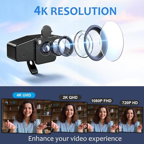 POHO 4K Webcam for PC, Ultra HD Computer Camera with PDAF Autofocus, Auto Light Correction,Plug & Play, 70° FOV, Web Camera with Microphone,Privacy Cover, for Streaming, Conference, Zoom in Saudi Arabia