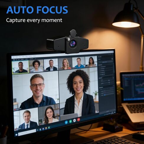 POHO 4K Webcam for PC, Ultra HD Computer Camera with PDAF Autofocus, Auto Light Correction,Plug & Play, 70° FOV, Web Camera with Microphone,Privacy Cover, for Streaming, Conference, Zoom in Saudi Arabia