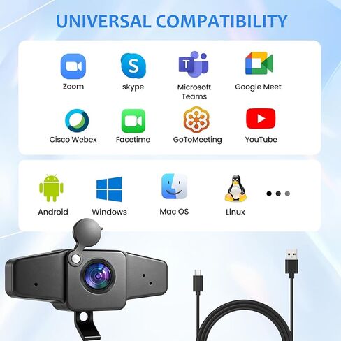 POHO 4K Webcam for PC, Ultra HD Computer Camera with PDAF Autofocus, Auto Light Correction,Plug & Play, 70° FOV, Web Camera with Microphone,Privacy Cover, for Streaming, Conference, Zoom in Saudi Arabia