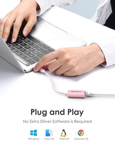 USB-A to RJ45 Gigabit Ethernet Adapter (1000Mbps), Rose Gold in Saudi Arabia