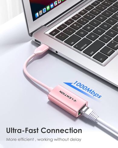 USB-A to RJ45 Gigabit Ethernet Adapter (1000Mbps), Rose Gold in Saudi Arabia