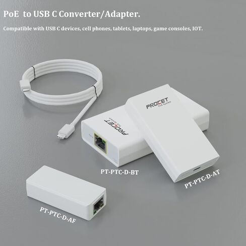 PoE to USB C Converter for Smart Phone/Tablet, USB-C to Ethernet Adapter with 60W Charging, Power & Data 2-in-1 RJ45 Port to Type-C Adapter, 10/100Mbps High Speed Plug & Play,IEEE802.3bt in Saudi Arabia