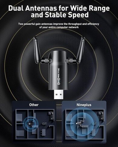 محول واي فاي USB لاسلكي للكمبيوتر الشخصي، محول لاسلكي واي فاي 6، جهاز استقبال شبكة USB مزدوج AX1800Mbps /2.4G لأجهزة الكمبيوتر المحمولة/أجهزة الكمبيوتر المكتبية in Saudi Arabia