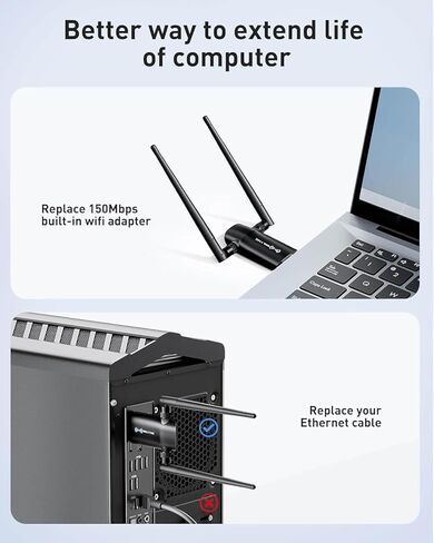 محول واي فاي USB لاسلكي للكمبيوتر الشخصي، محول لاسلكي واي فاي 6، جهاز استقبال شبكة USB مزدوج AX1800Mbps /2.4G لأجهزة الكمبيوتر المحمولة/أجهزة الكمبيوتر المكتبية in Saudi Arabia