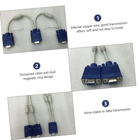 قطعتان من كابل محول مقسم الفيديو Vga لسلك إعداد الشاشة المزدوجة مع أداء عالي وسهل التركيب متوافق مع أجهزة Vga in Kuwait